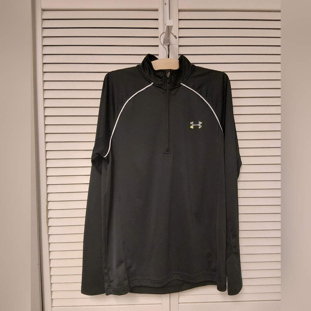 Under Armour Black Quarter-Zip Running Performance Top with Contrast Piping